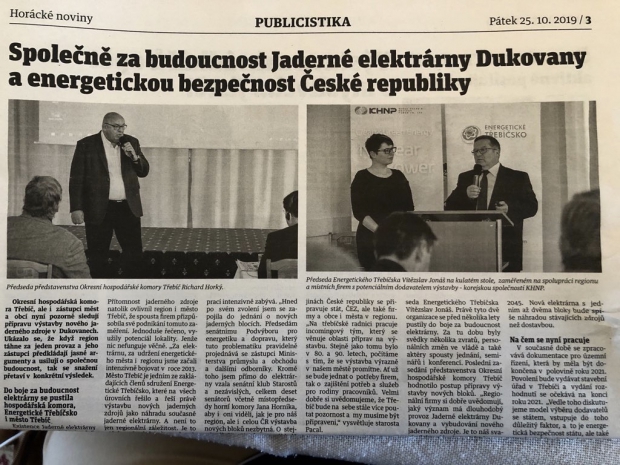 Speciální celostrana v Horáckých novinách